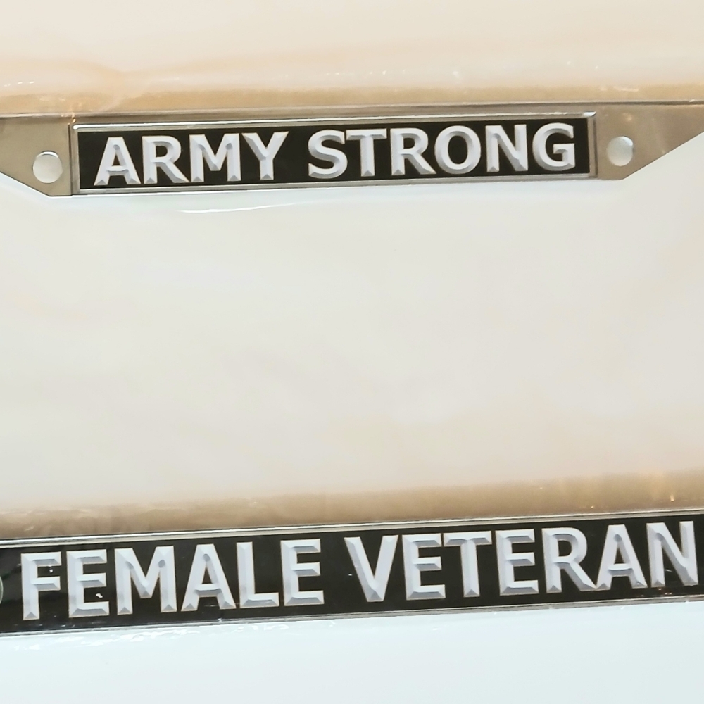 Army Strong Female Veteran License Plate Frame